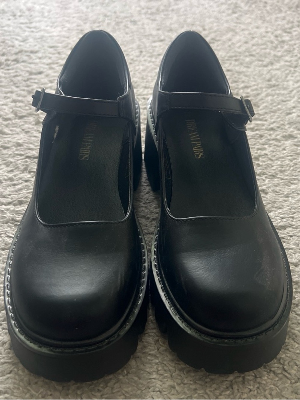 Dream Pairs Black Chunky Mary Jane Platform Pumps